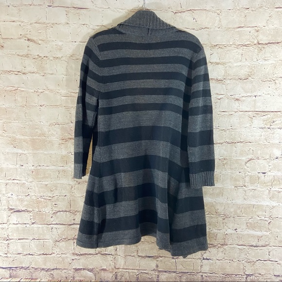 Black and gray striped open slit cardigan size M - Picture 3 of 7